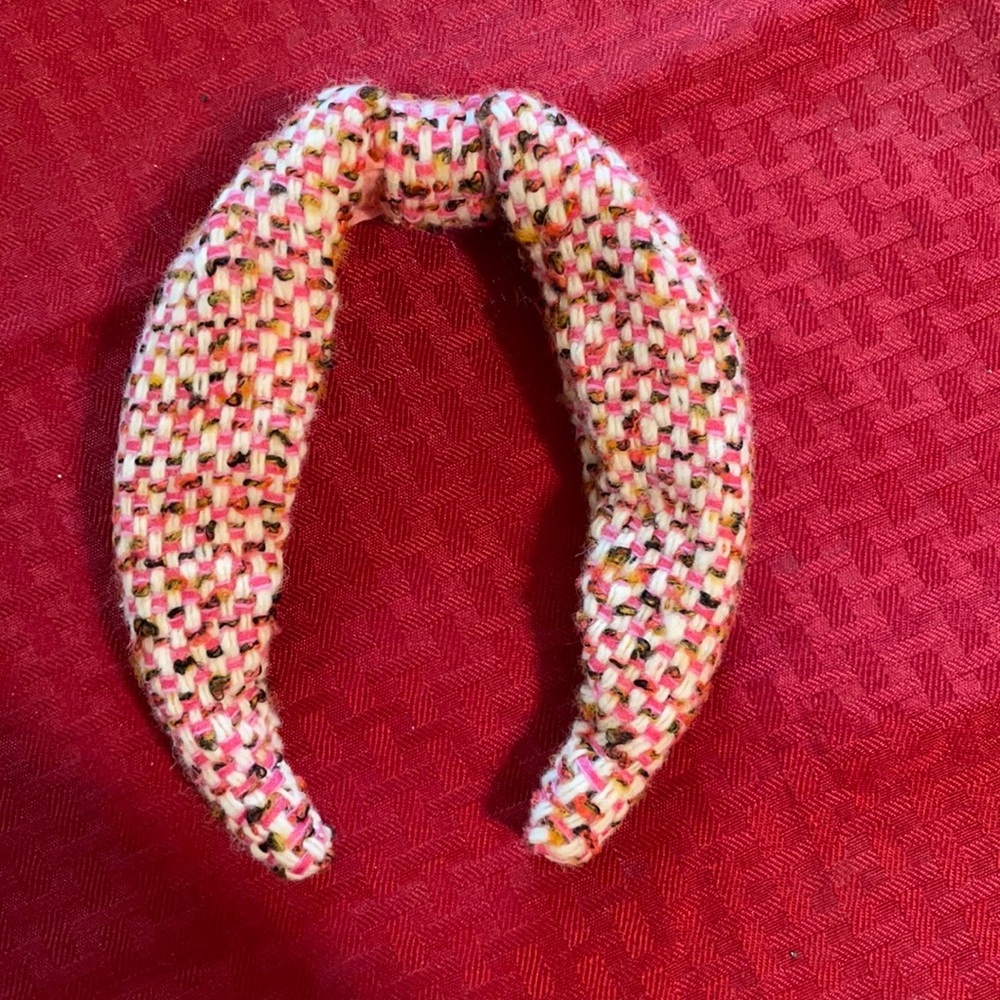 J.Crew Wide knot headband in Pink Tweed